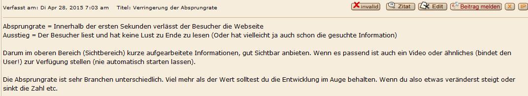 Absprungrate und Ausstiege